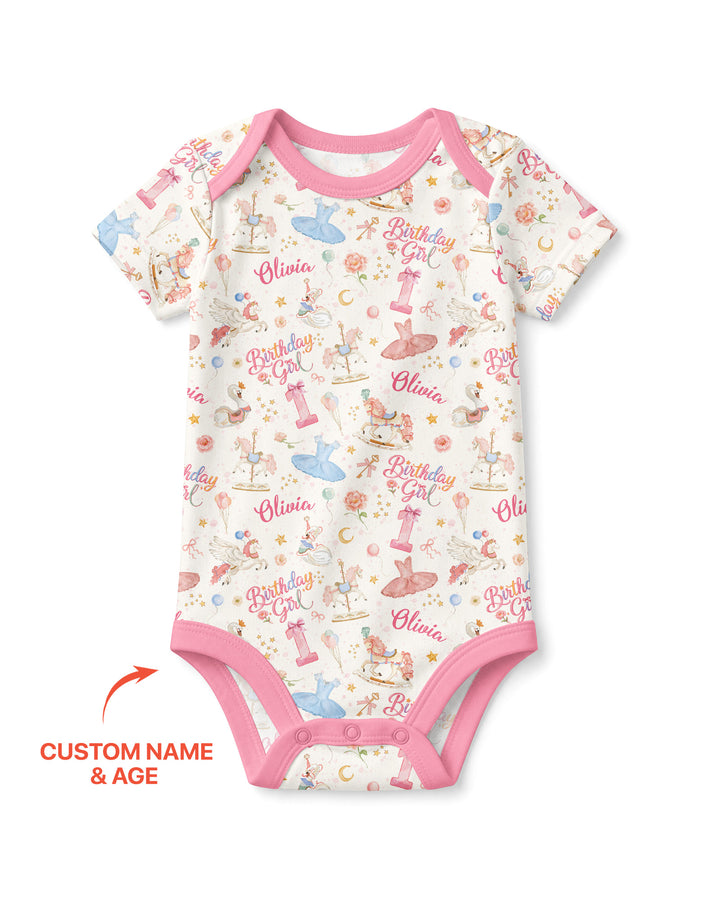 Ballerina Birthday Girl Custom Name & Age Bamboo Bodysuit