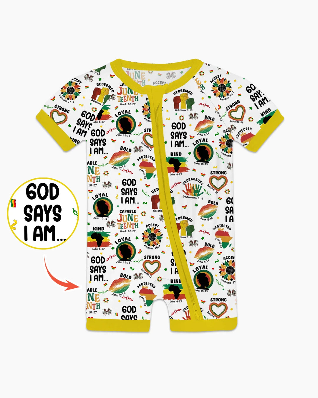 God Says I Am Juneteenth Bamboo Shorty Zippy