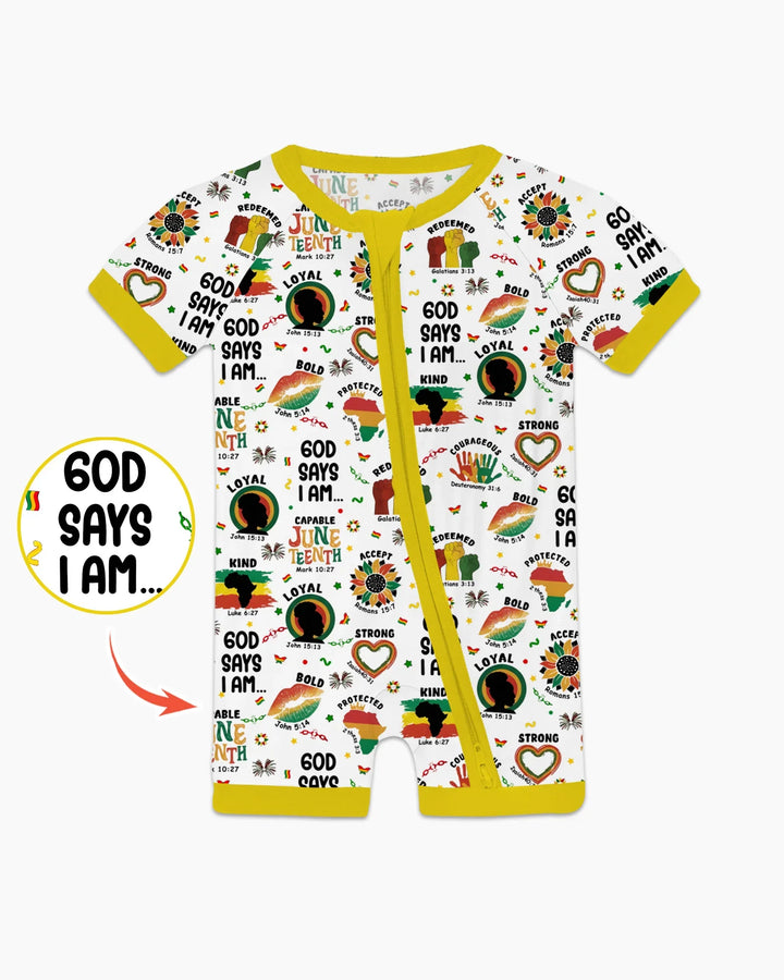 God Says I Am Juneteenth Bamboo Shorty Zippy