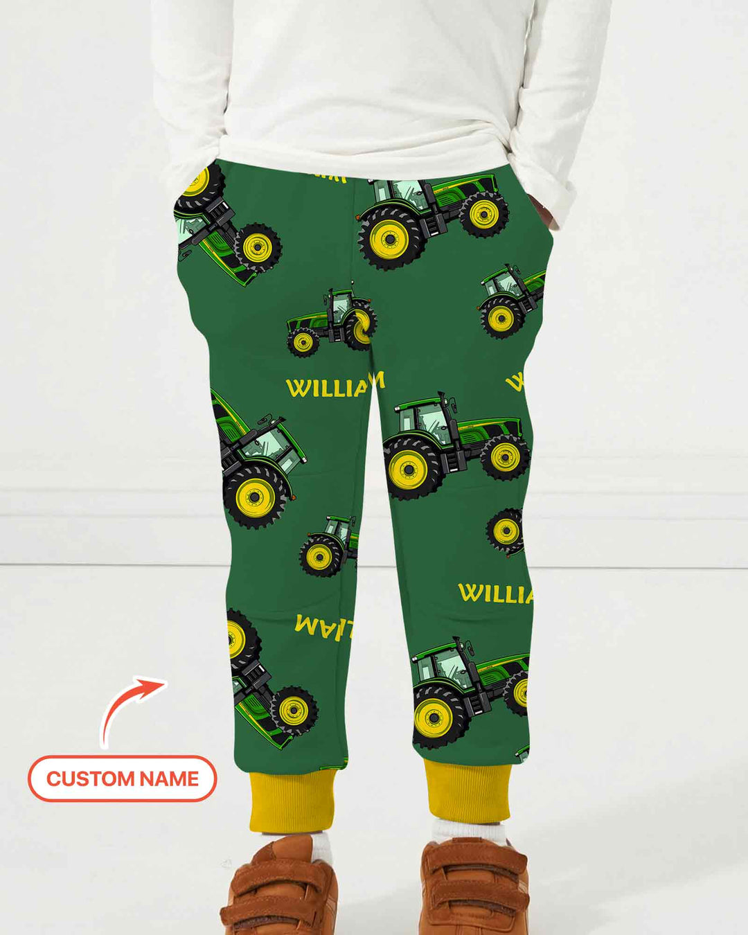 Custom Name Green Tractors Matching Daddy & Me Bamboo Jogger