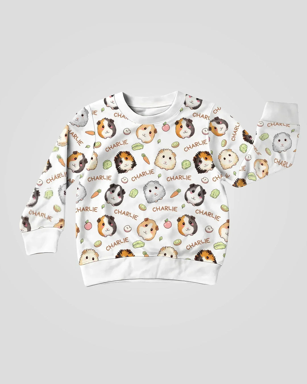 Custom Name Cute Guinea Pigs Bamboo Crewneck Sweatshirt