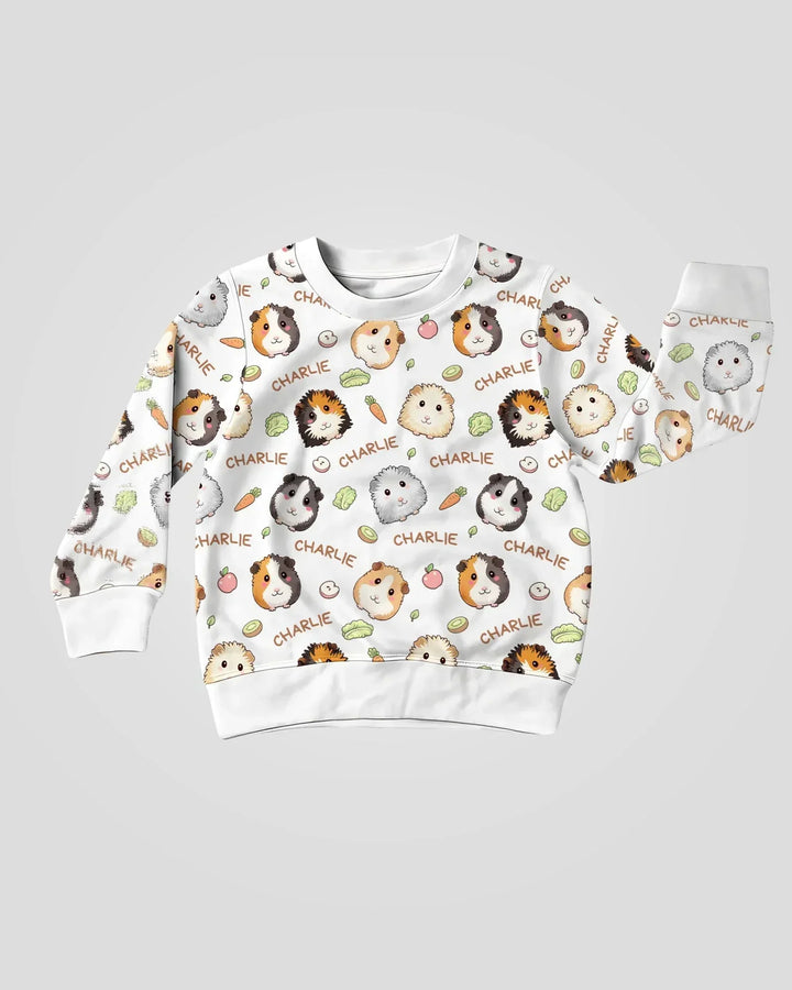 Custom Name Cute Guinea Pigs Bamboo Crewneck Sweatshirt