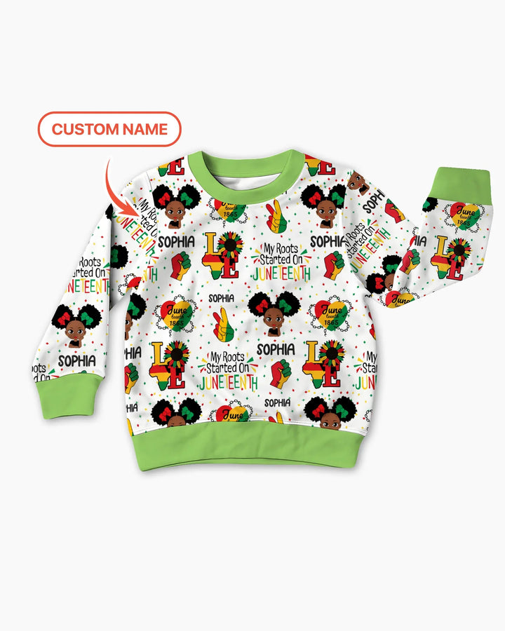 Custom Name My Roots Started On Juneteenth Bamboo Crewneck Sweatshirt