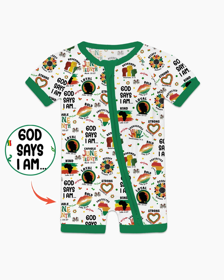 God Says I Am Juneteenth Bamboo Shorty Zippy