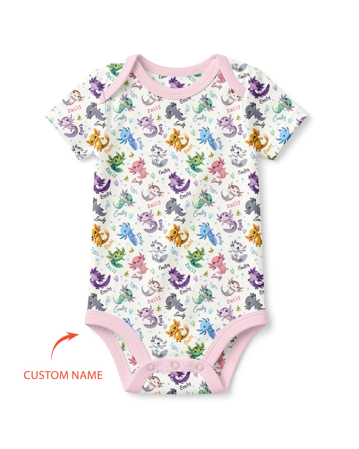 I Love You Axolotl Custom Name Bamboo Bodysuit