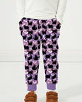Spooky Black Cat Halloween Purple Bats Bamboo Jogger