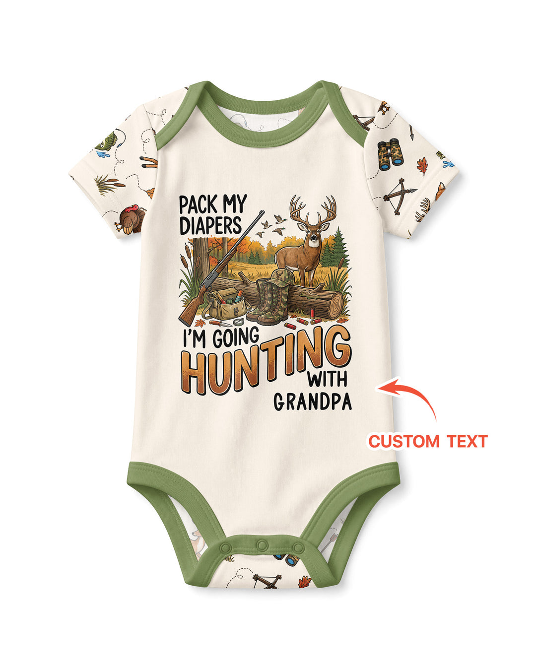 Personalized Pack My Diapers I'm Going Hunting Bamboo Bodysuit