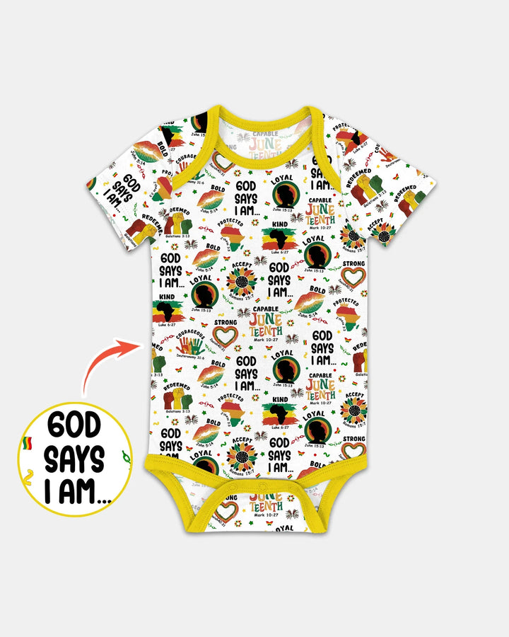 God Says I Am Juneteenth Bamboo Bodysuit