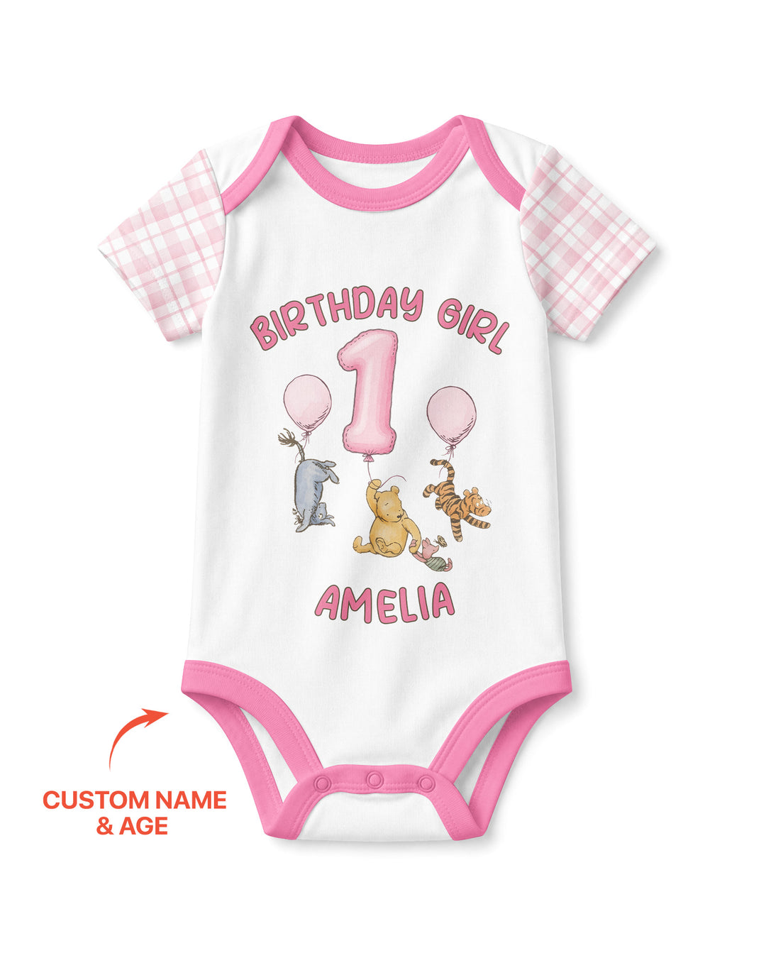 Little Bear Birthday Custom Name And Age Balloon Bamboo Bodysuit