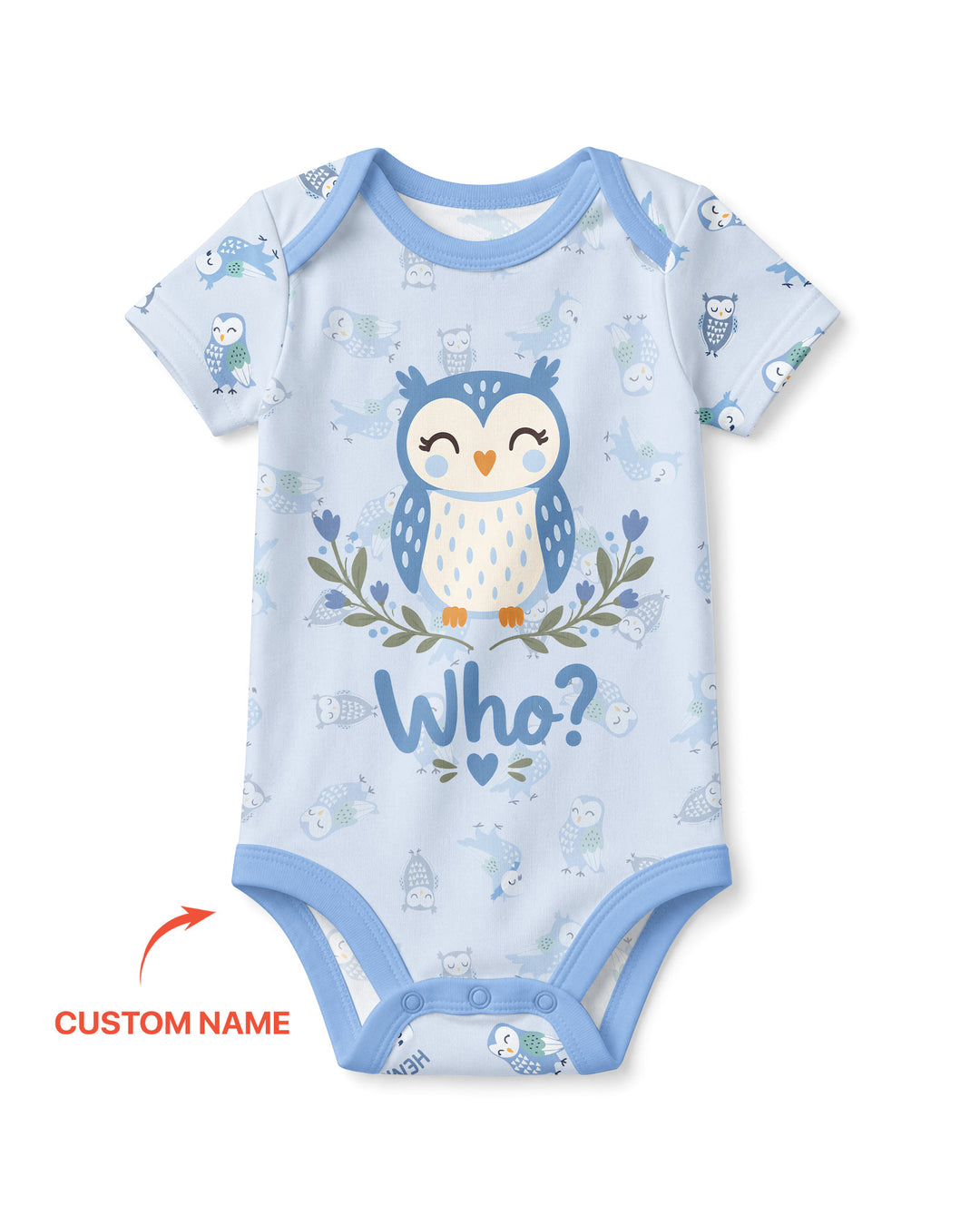 Custom Name Twin Owl Who's Who Bamboo Bodysuit
