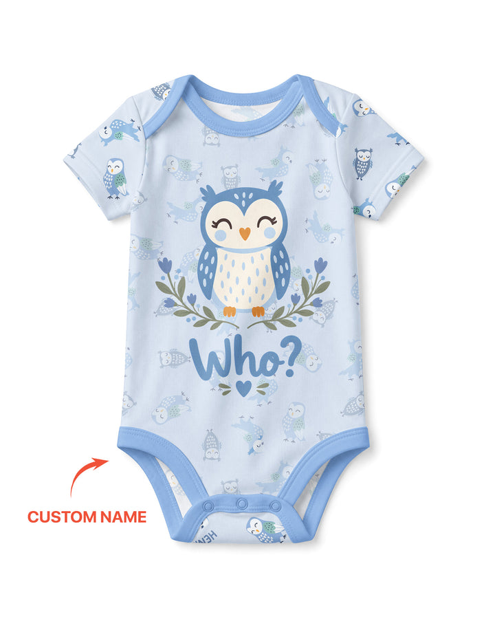 Custom Name Twin Owl Who's Who Bamboo Bodysuit