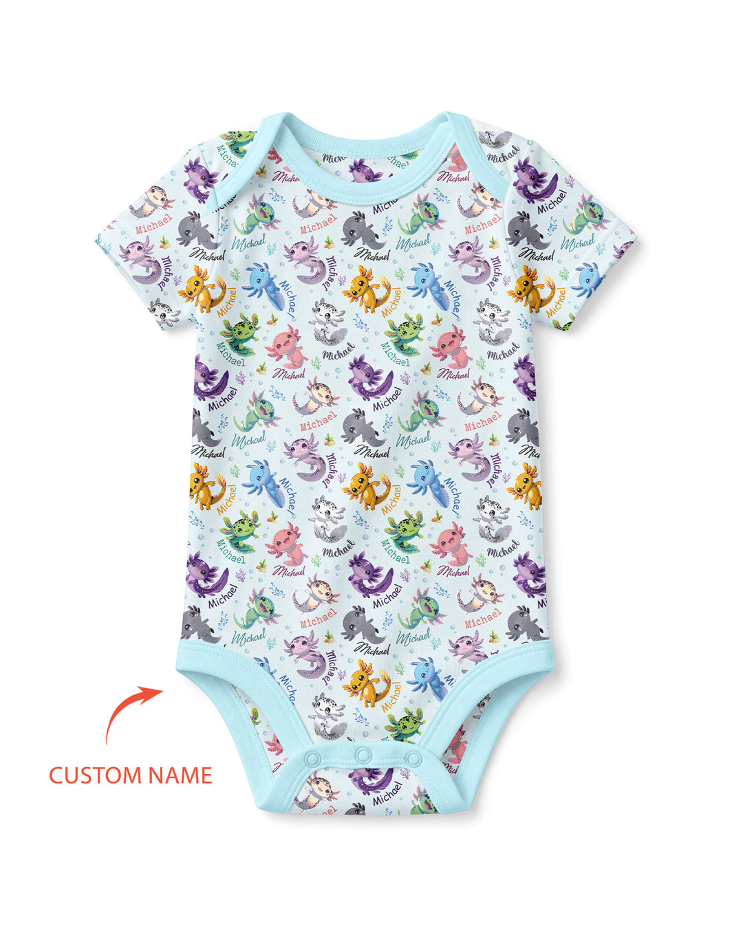 I Love You Axolotl Custom Name Bamboo Bodysuit