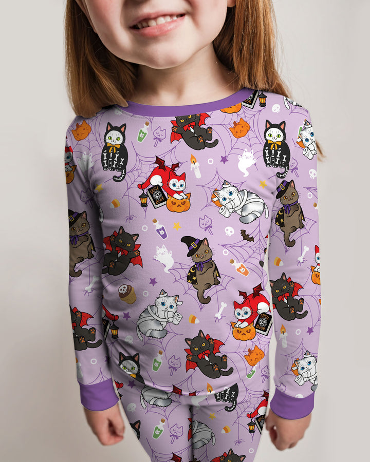 Spooky Kittie Bamboo Two Piece Long Sleeve Pajama Set