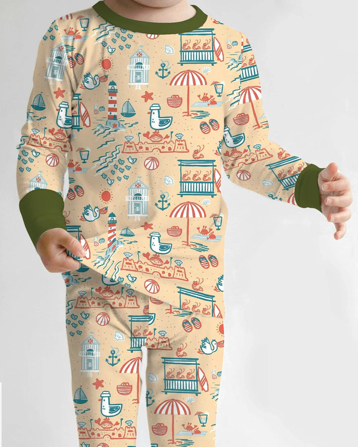 Seaside Storybook Days Bamboo Two Piece Long Sleeve Pajama Set