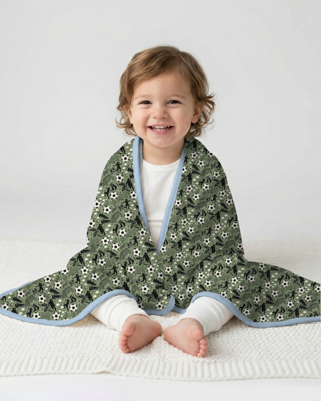 Sage Green Soccer Dreams Bamboo Blanket