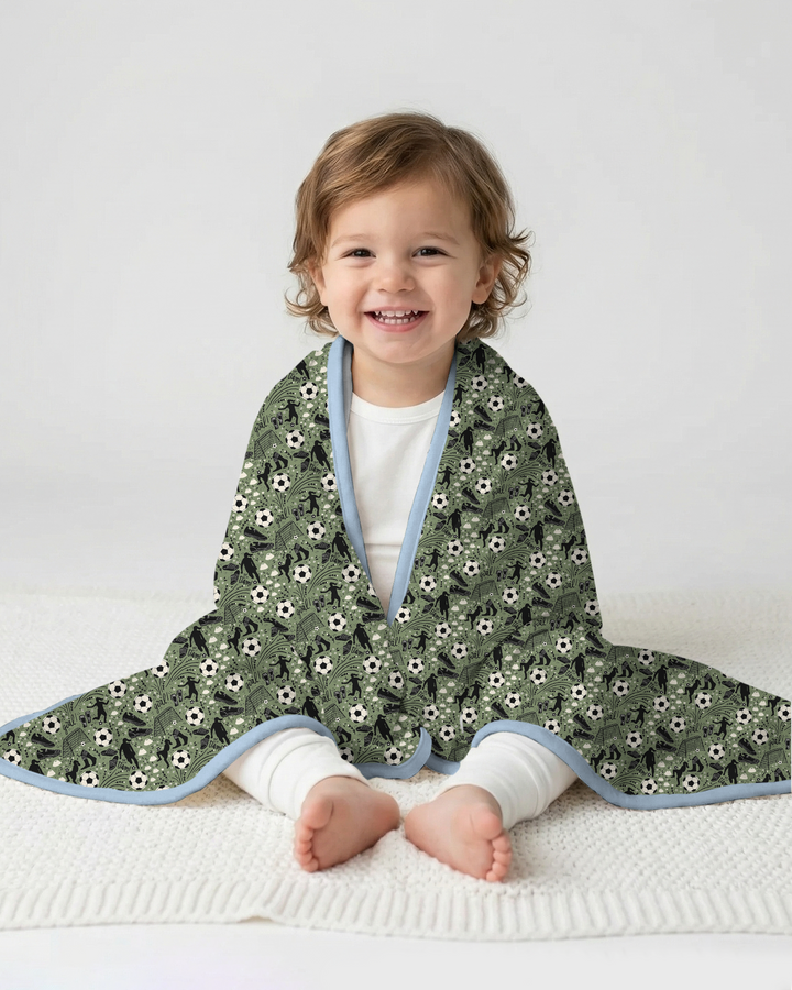Sage Green Soccer Dreams Bamboo Blanket