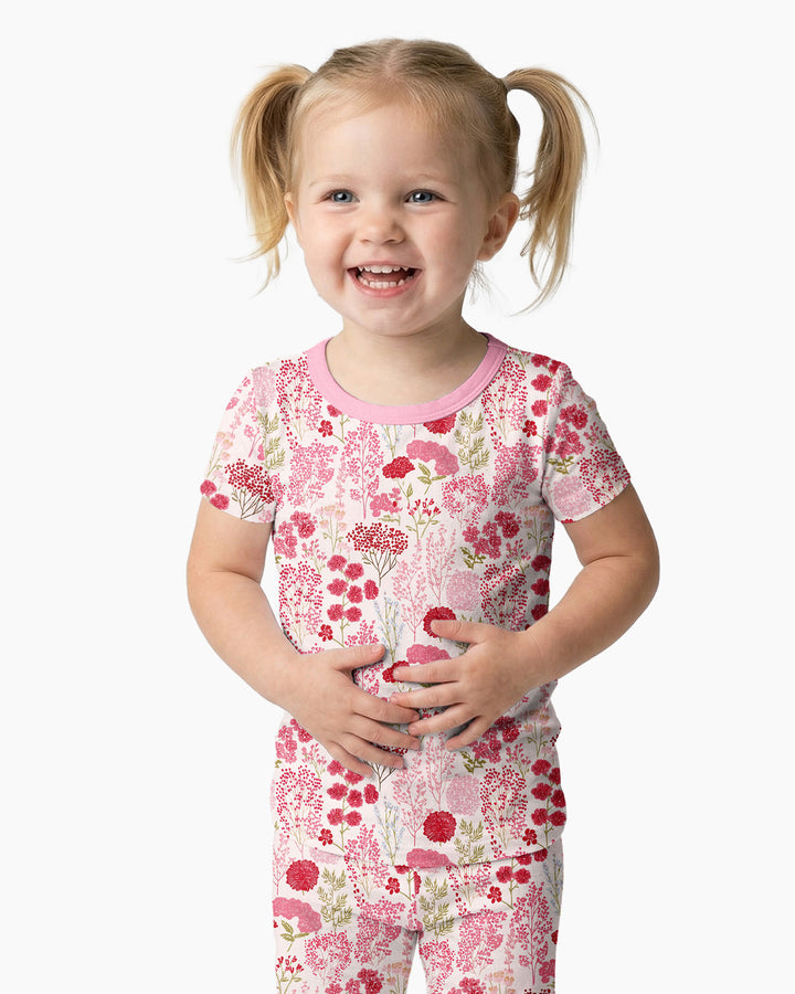 Blushing Wildflowers Bamboo Two Piece Short Sleeve Pajama Set