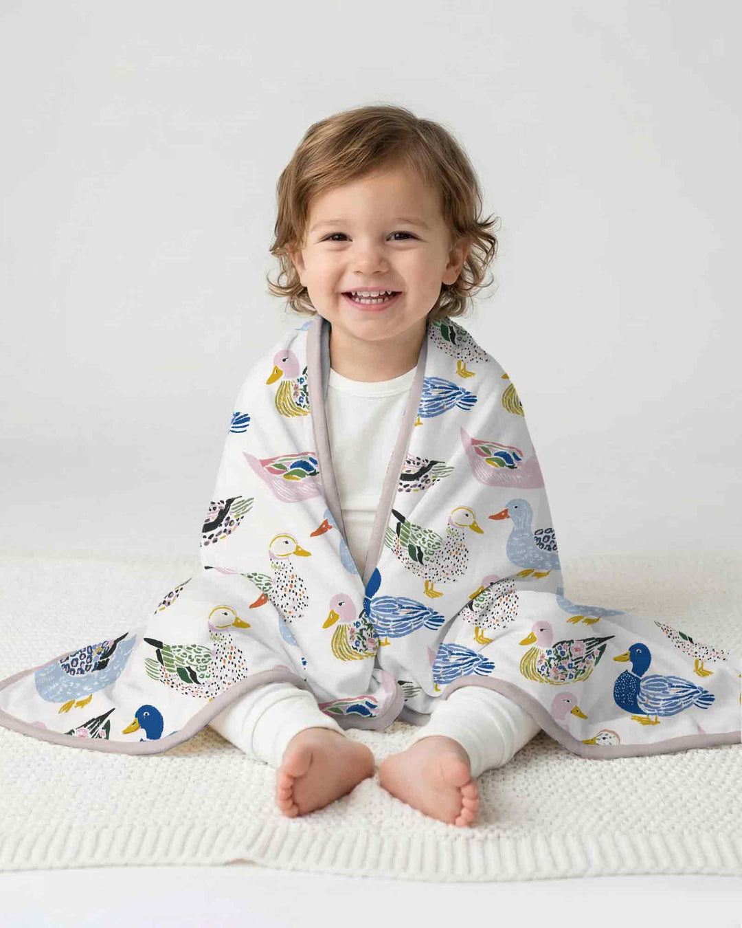 Whimsical Garden Ducks Bamboo Blanket