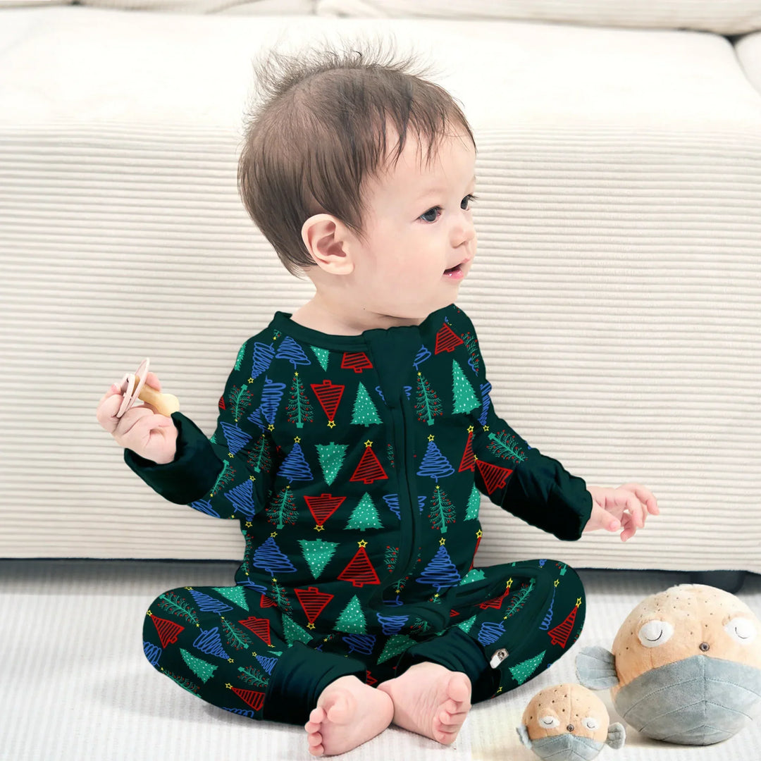 Christmas Tree Bamboo Pajamas for Baby – Cozy and Elegant , Christmas Tree Bamboo Pajamas for Baby – Cozy and Elegant - Long Pajama / 18-24M