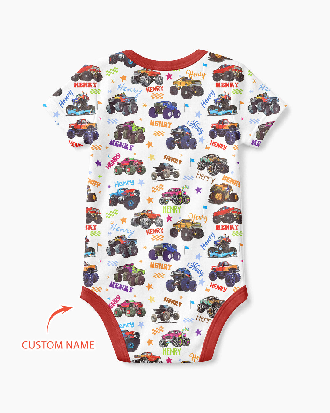 Monster Truck Custom Name Bamboo Bodysuit