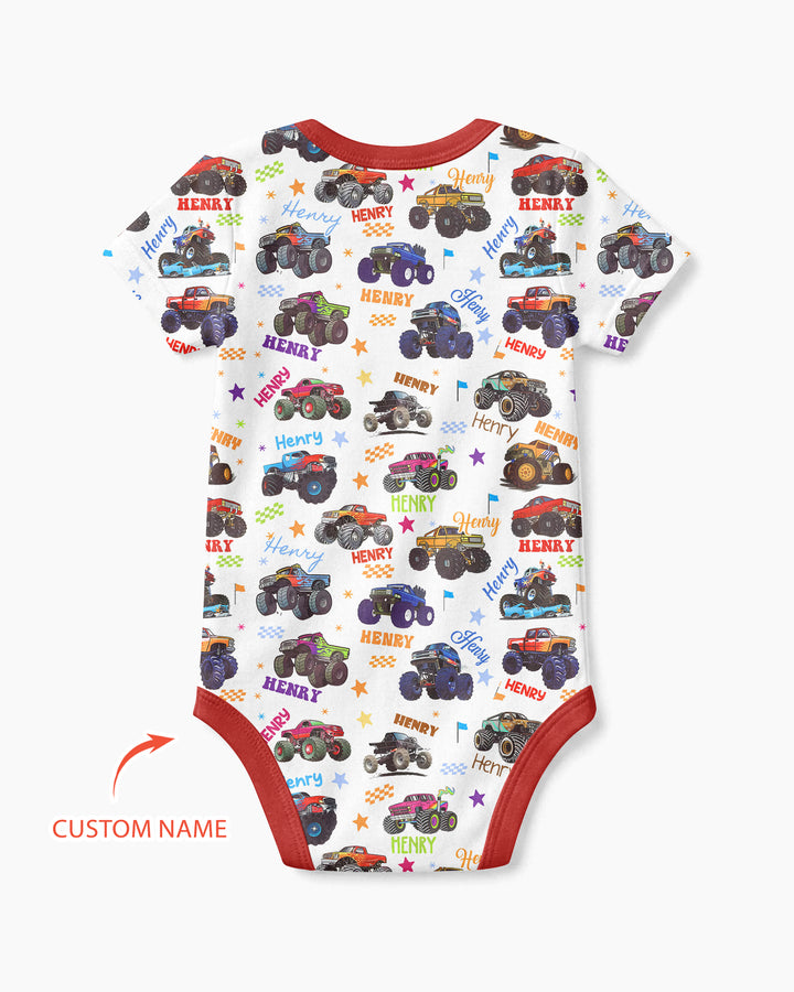 Monster Truck Custom Name Bamboo Bodysuit