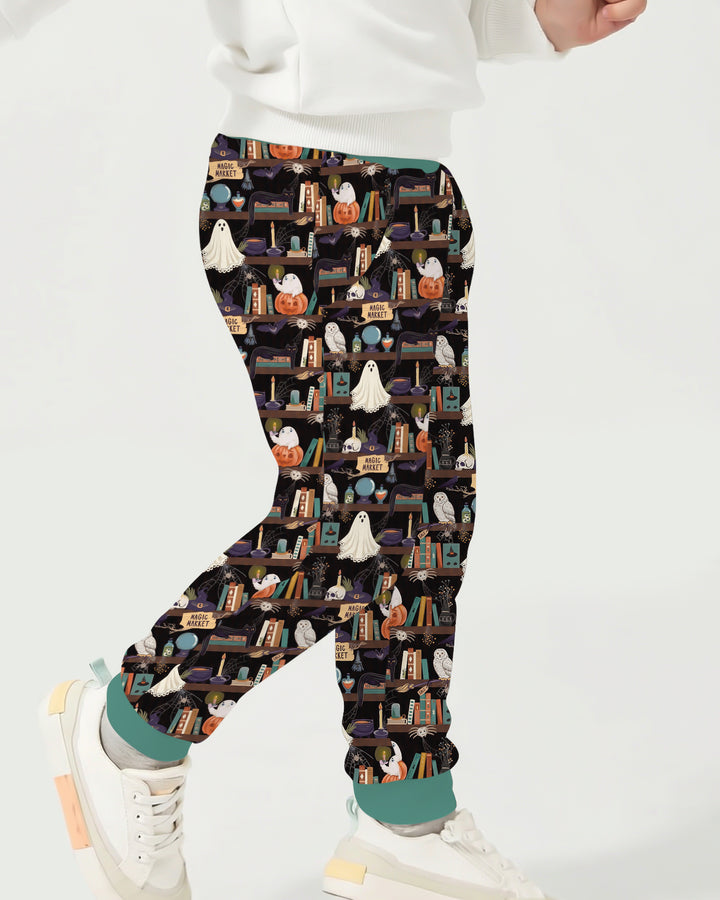 Cute Ghost Witchy Halloween Magic Library Bamboo Jogger