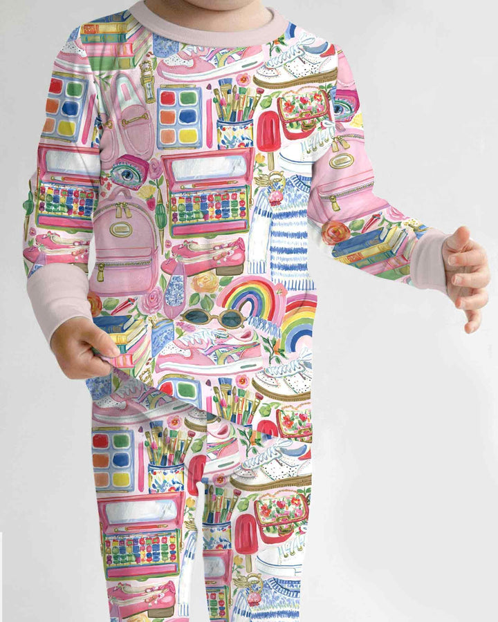 Sweet School Adventure Bamboo Two Piece Long Sleeve Pajama Set