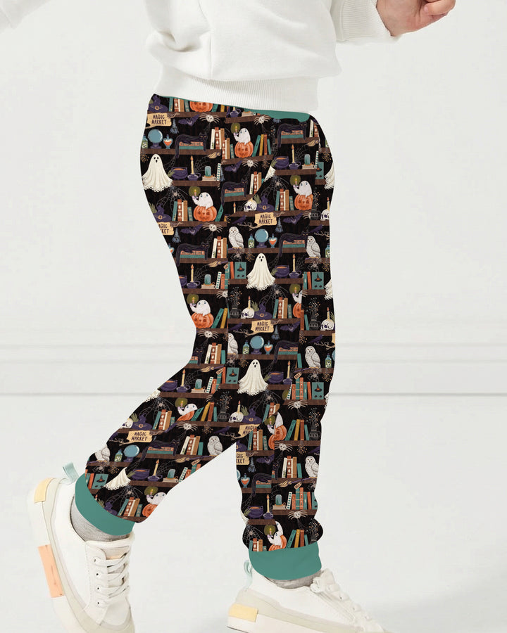 Cute Ghost Witchy Halloween Magic Library Bamboo Jogger