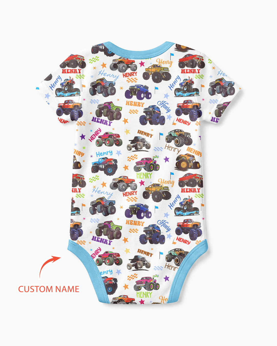 Monster Truck Custom Name Bamboo Bodysuit