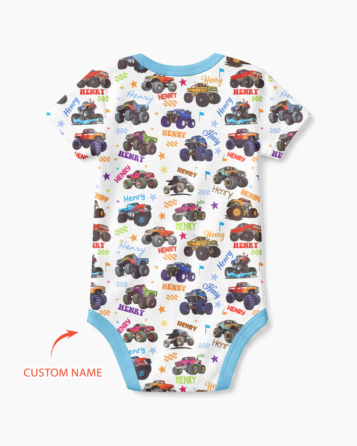 Monster Truck Custom Name Bamboo Bodysuit