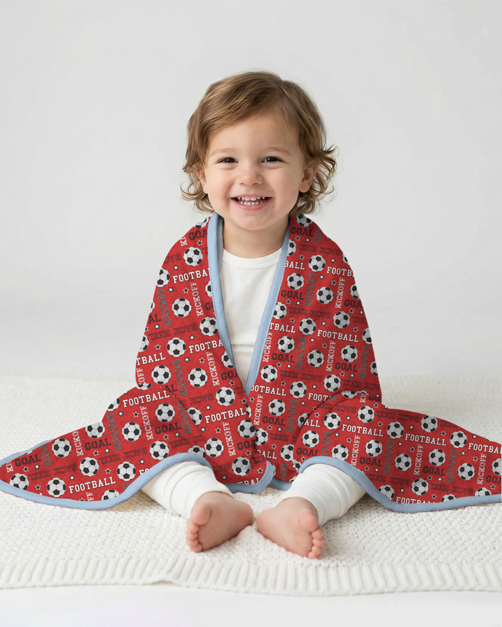 Red Soccer Ball Bamboo Blanket