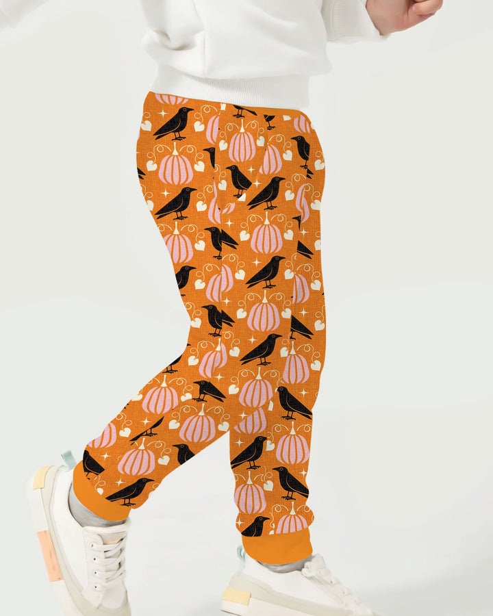 Ravens in a Pumpkin Patch - Orange Pink Bamboo Jogger