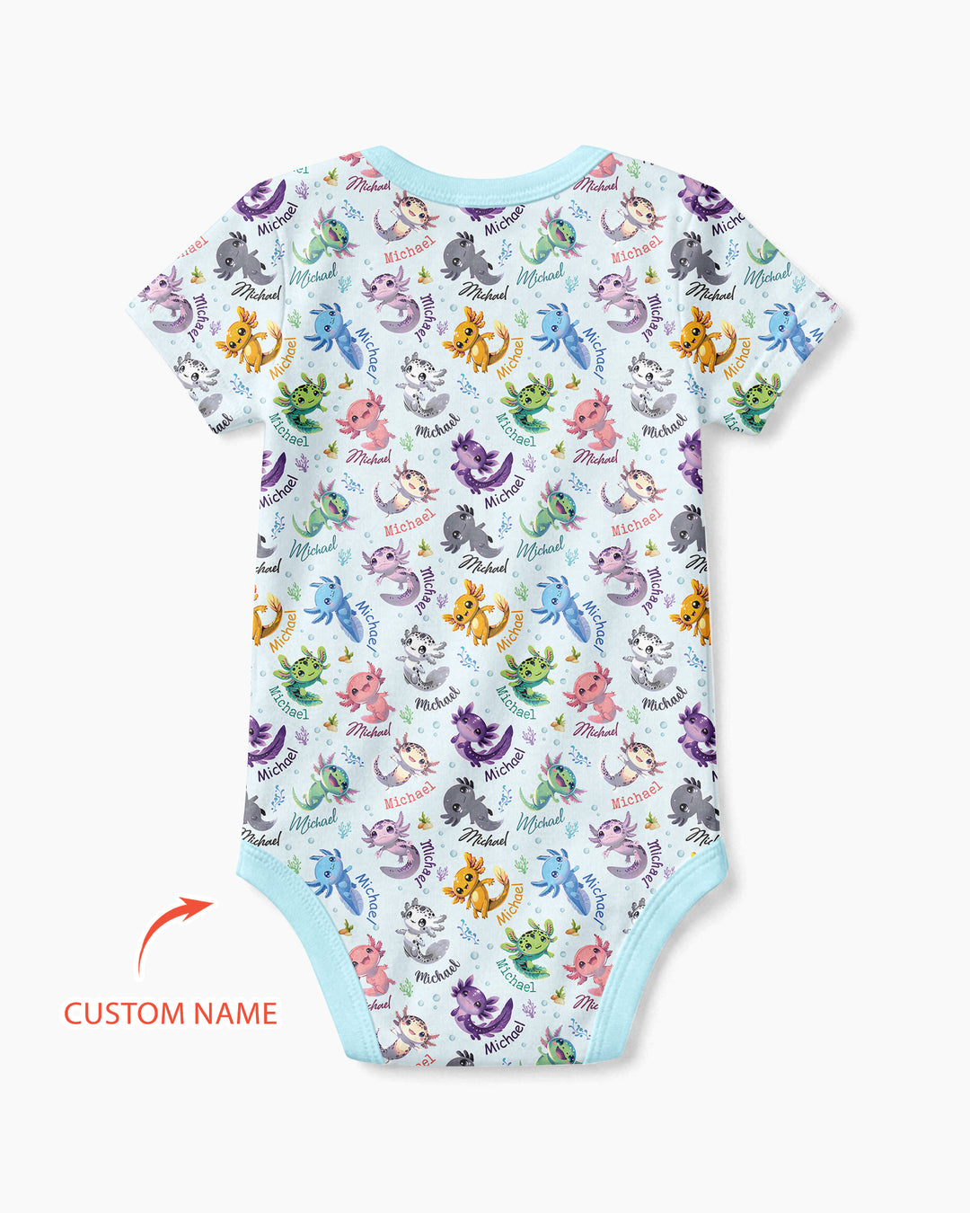 I Love You Axolotl Custom Name Bamboo Bodysuit