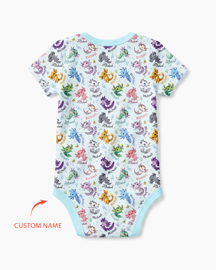I Love You Axolotl Custom Name Bamboo Bodysuit
