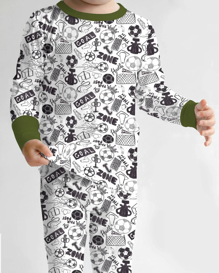 Soccer Doodle Bamboo Two Piece Long Sleeve Pajama Set