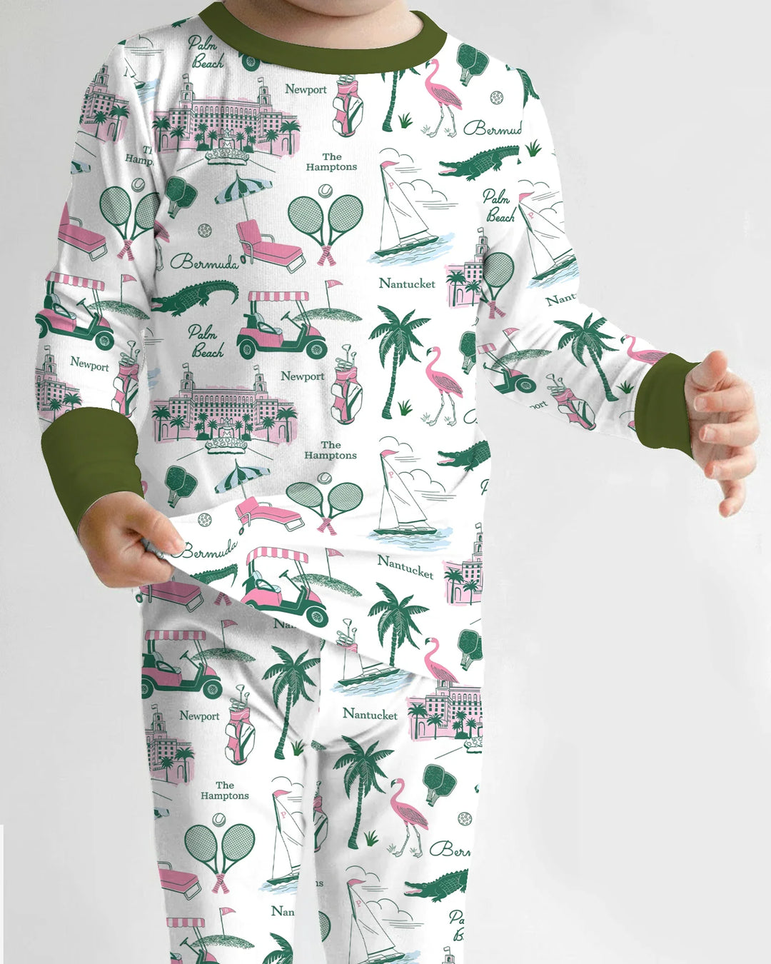 Preppy Palm Getaway Bamboo Two Piece Long Sleeve Pajama Set