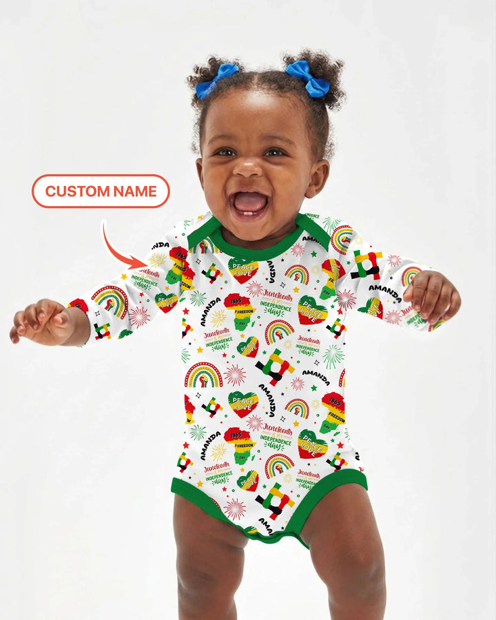 Custom Name Juneteenth Is My Independence Day Bamboo Bodysuit