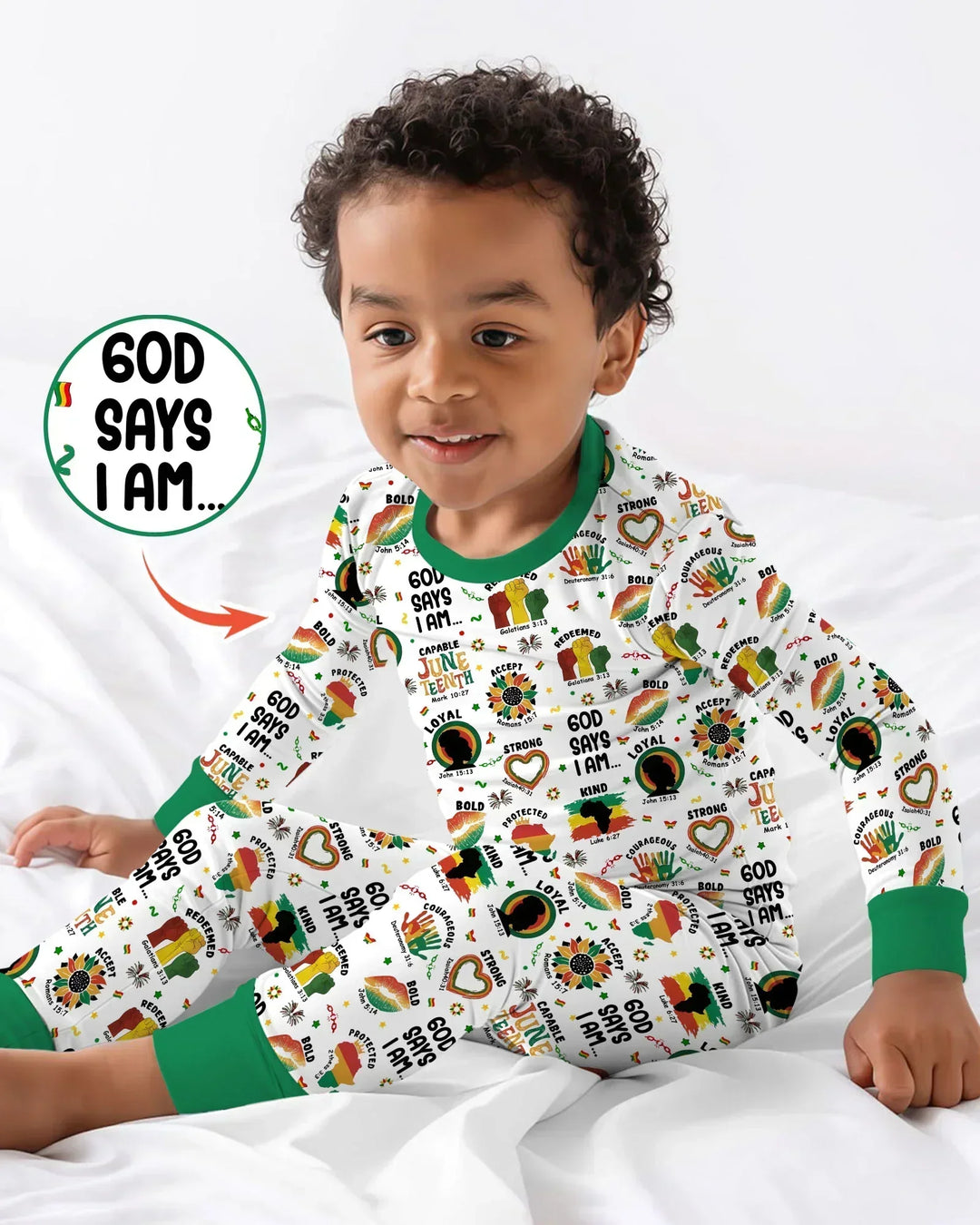 God Says I Am Juneteenth Bamboo Two Piece Long Sleeve Pajama Set