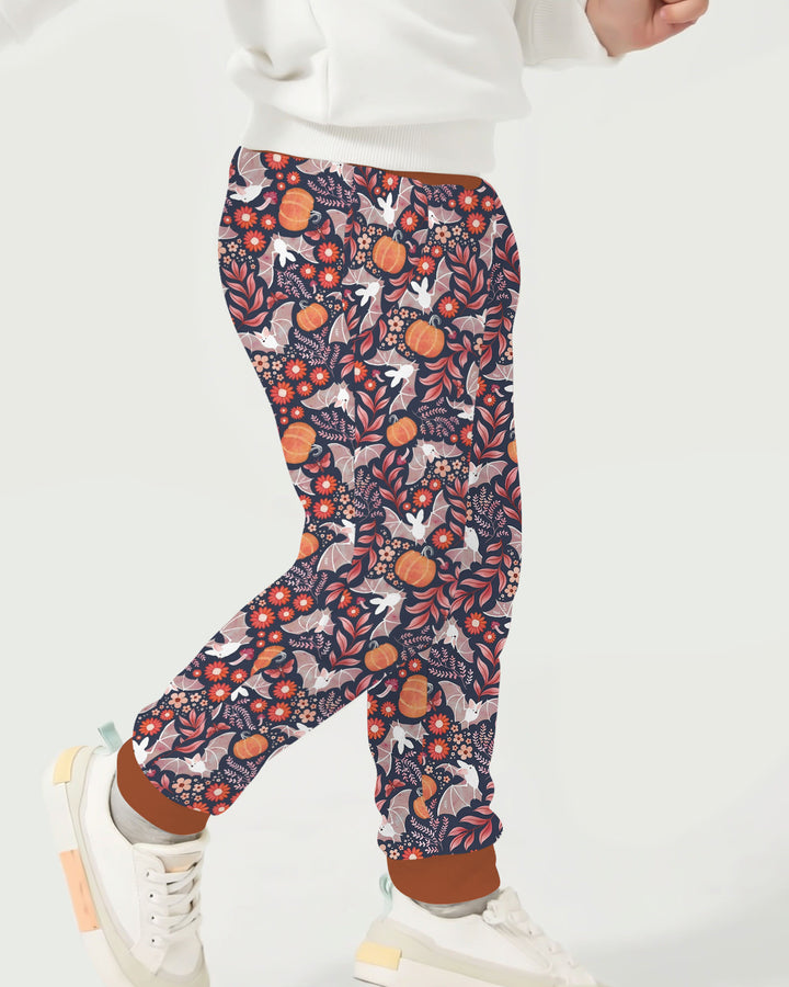 Bat Pumpkin Floral Halloween Bamboo Jogger