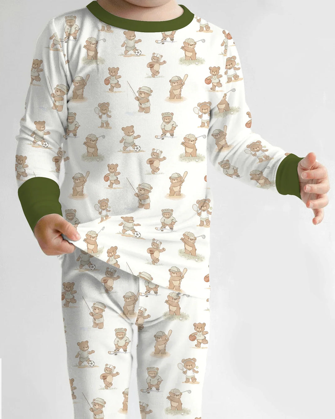 Teddy Team Spirit Bamboo Two Piece Long Sleeve Pajama Set