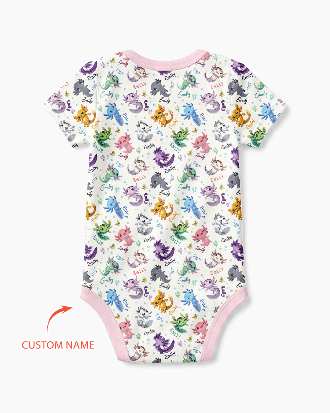 I Love You Axolotl Custom Name Bamboo Bodysuit