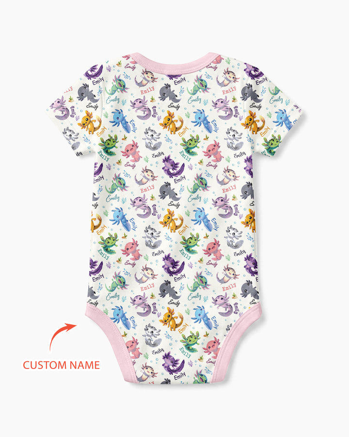 I Love You Axolotl Custom Name Bamboo Bodysuit