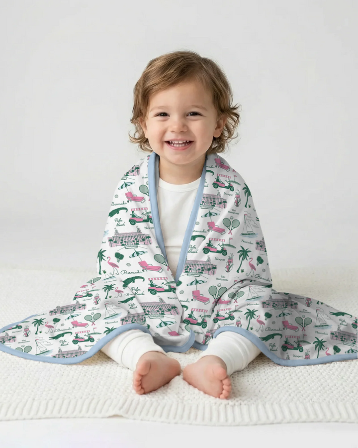 Preppy Palm Getaway Bamboo Blanket