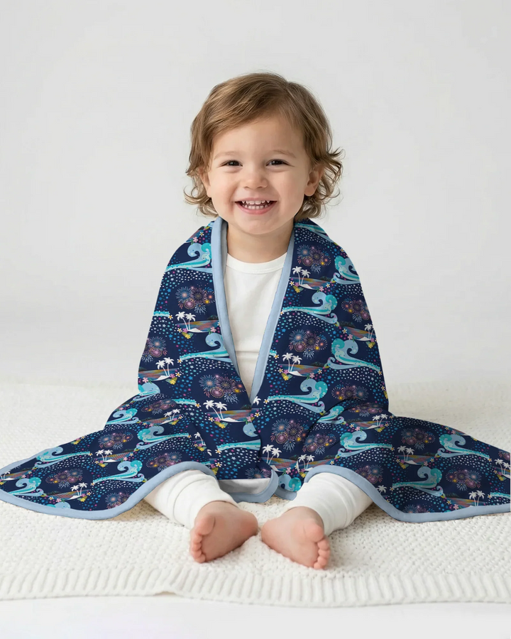 Starlit Surf Celebration Bamboo Blanket