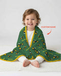 Custom Name Green Tractors Matching Daddy & Me Bamboo Blanket
