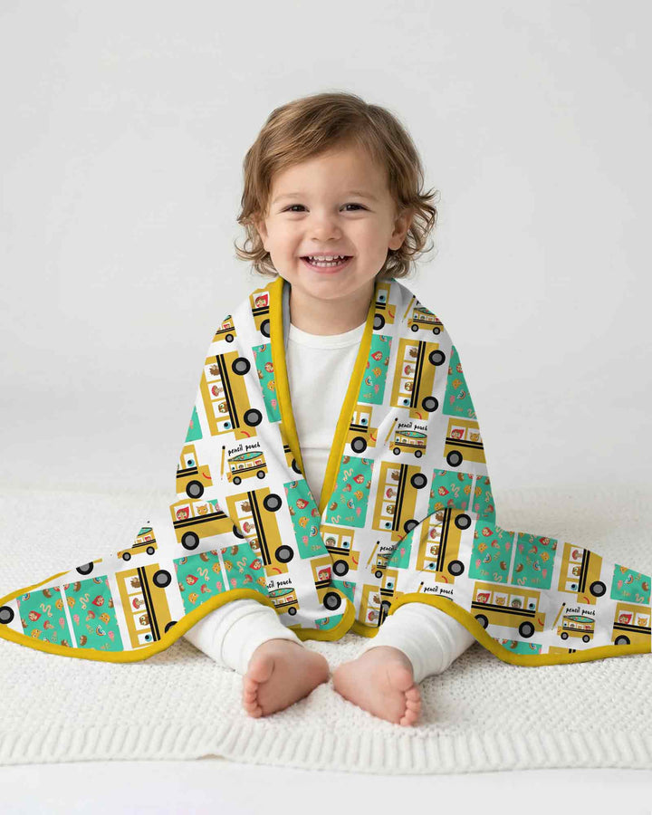 School Bus Adventures Bamboo Blanket