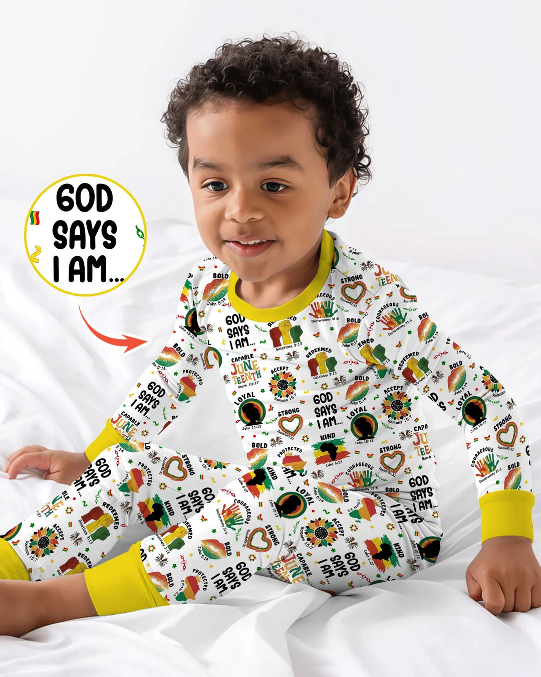 God Says I Am Juneteenth Bamboo Two Piece Long Sleeve Pajama Set