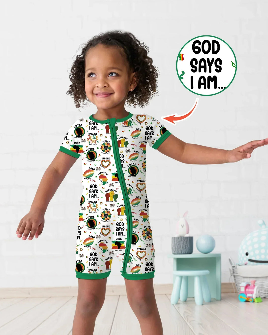 God Says I Am Juneteenth Bamboo Shorty Zippy