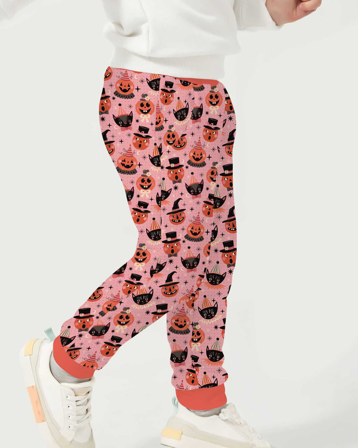 Retro Halloween Cats and Funny Pumpkins Bamboo Jogger
