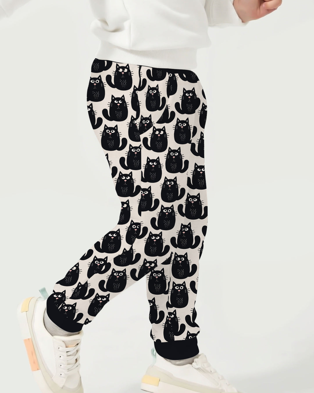 Moody Black Cats in Black and White Bamboo Jogger
